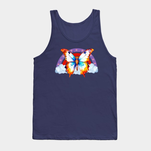 Beautifull Watercolor Butterfly With Rainbow Tank Top by Odetee